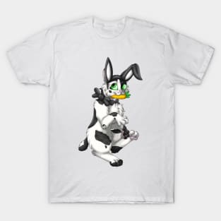 Bobtail BunnyCat: Black Bicolor (Black) T-Shirt